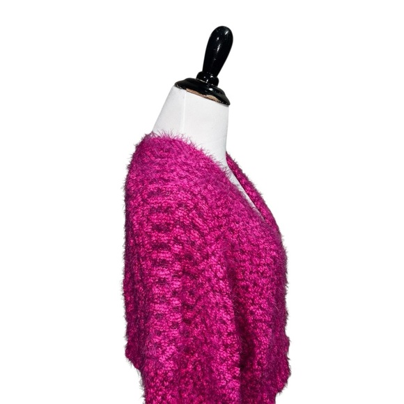 Urban Outfitters Women's S Small Knit Cardigan Cropped Boucle Eyelash Yarn Pink - Picture 5 of 8